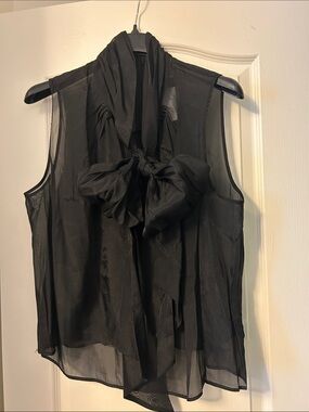 H&M Black Sheer Sleeveless Bow-Tie Blouse